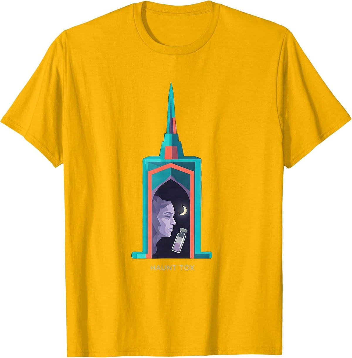 Haunt Tox Flat Vector Halloween Aesthetic Nurse Injector T-Shirt - Golden Yellow