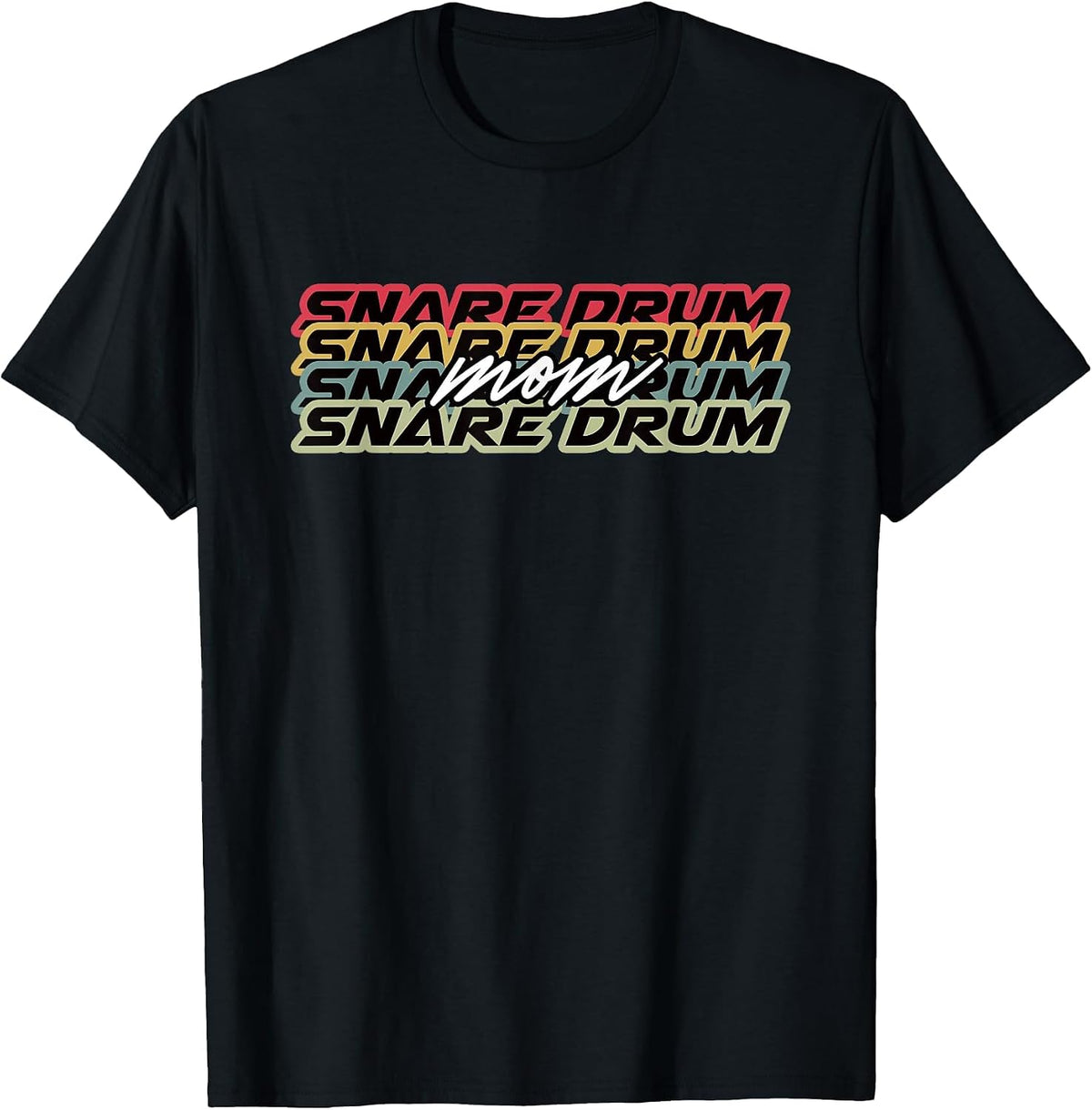 Snare Drum Mom Player Retro Vintage Style 70s 80s 90s T-Shirt - Black