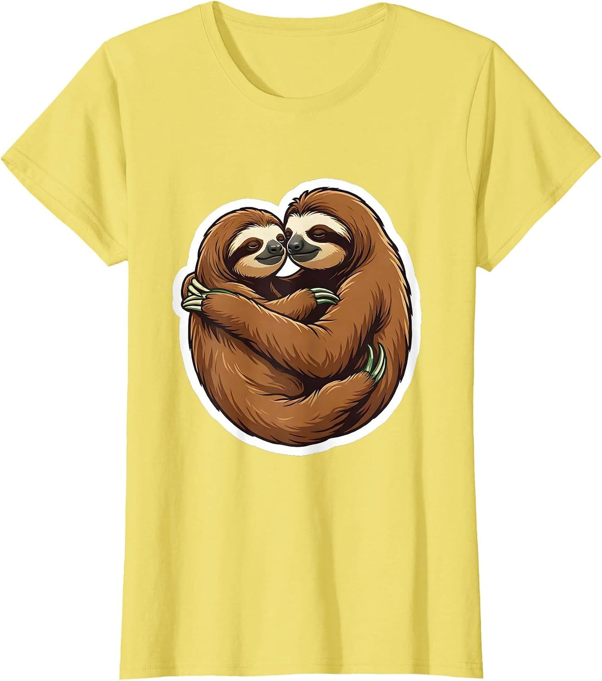Women's Sloth Hug Funny Sloth Lover Animal Humor T-Shirt - Lemon Yellow