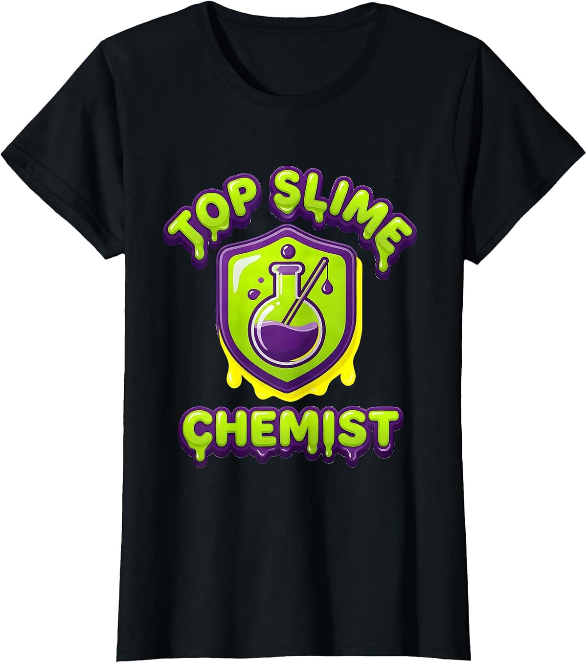 Top Slime Chemist Gummy Jelly Pop Kids Slime Party Gift T-Shirt - Black