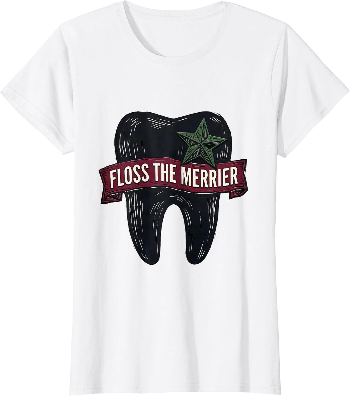 Floss The Merrier Funny Dental Hygienist Dental Assistant T-Shirt - White