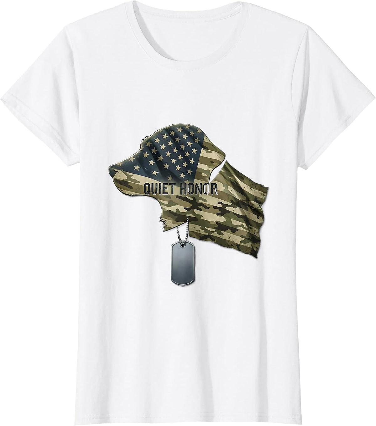 Quiet Honor Distressed Military Veteran Patriotic T-Shirt - White
