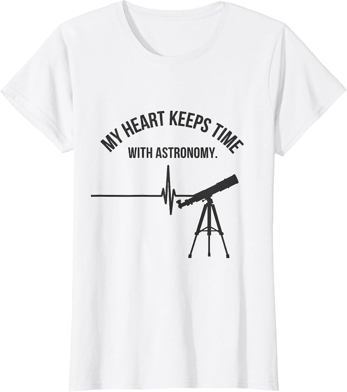 My Heart Keeps Time With Astronomy Monochromatic Hobbyist T-Shirt - White