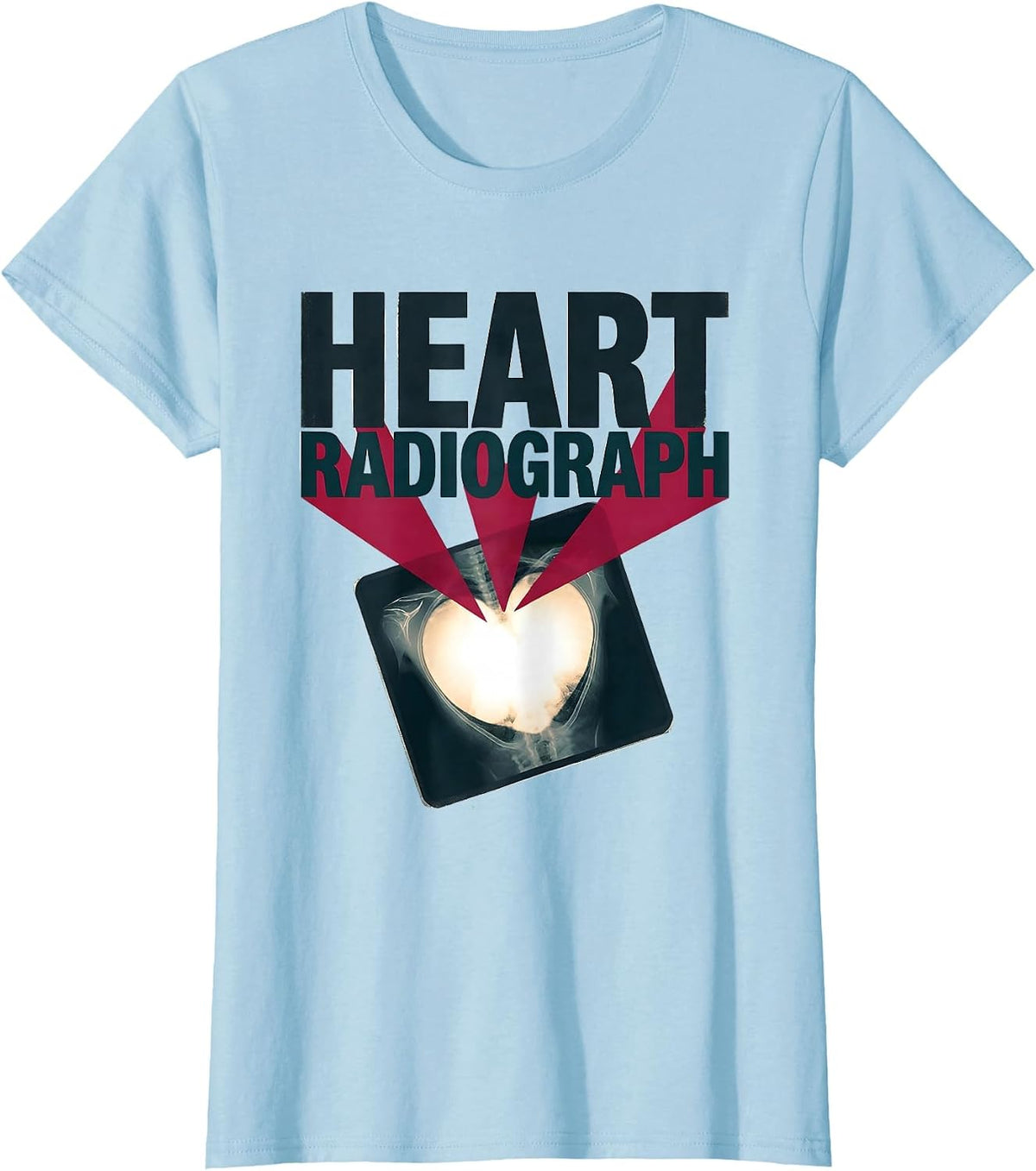 Heart Radiograph Funny Radiology Tech Valentine Skeleton T-Shirt - Baby Blue