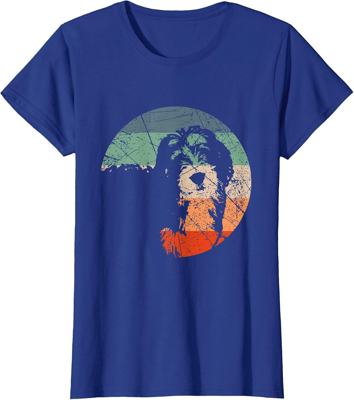 Retro Dog Silhouette - Vintage Bernedoodle T-Shirt - Royal Blue