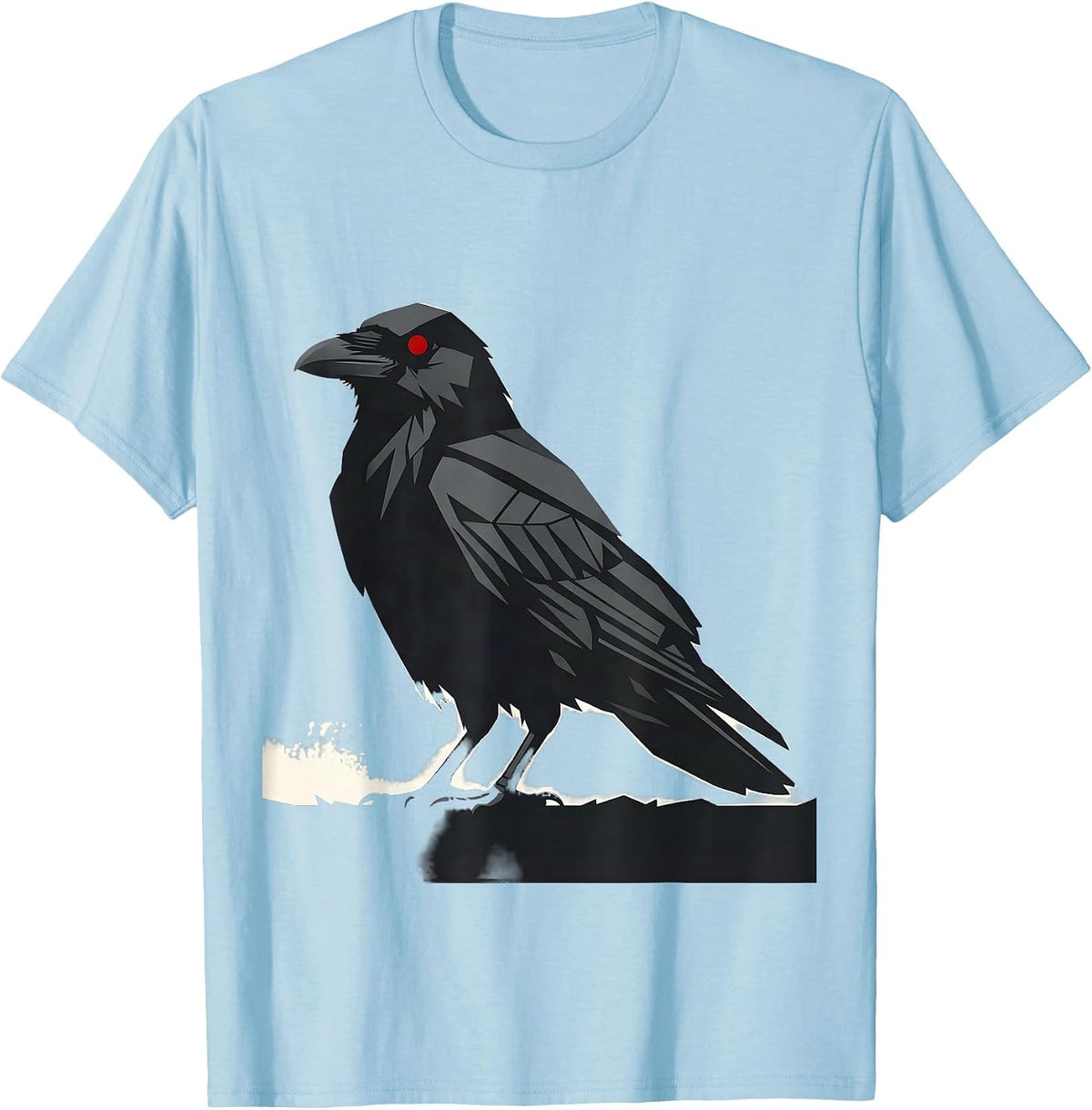 Men's Crow Silhouette Minimalist Gothic Bird Lover Art T-Shirt - Baby Blue