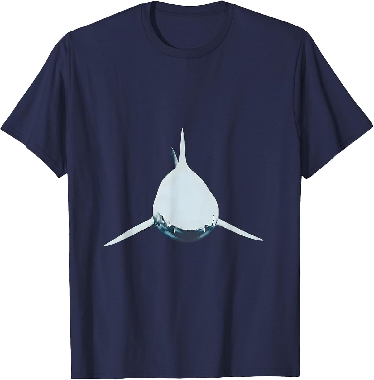 Men's Shark Cutting Through Dark Ocean Waters T-Shirt - Navy Blue