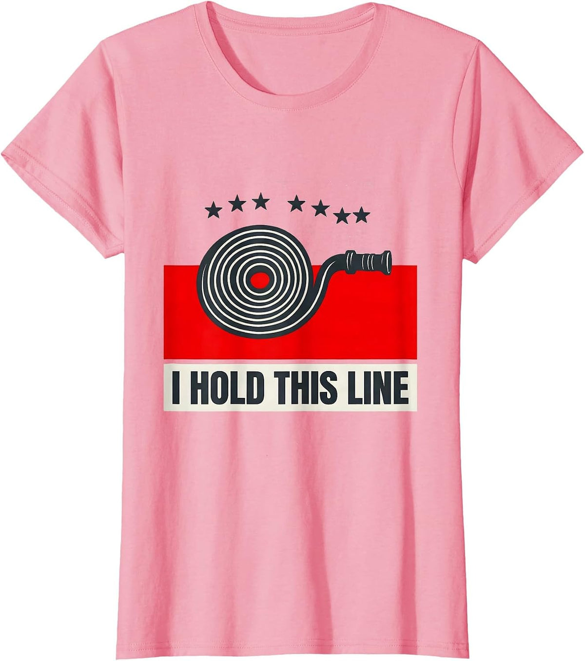 Women's I Hold This Line Thin Red Line Firefighter Pride Memorial T-Shirt - Pink
