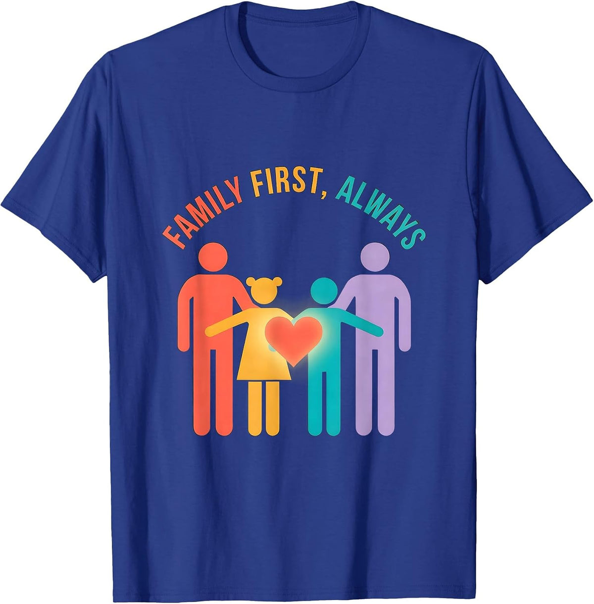 Family First Always Bold Statement Design T-Shirt - Royal Blue
