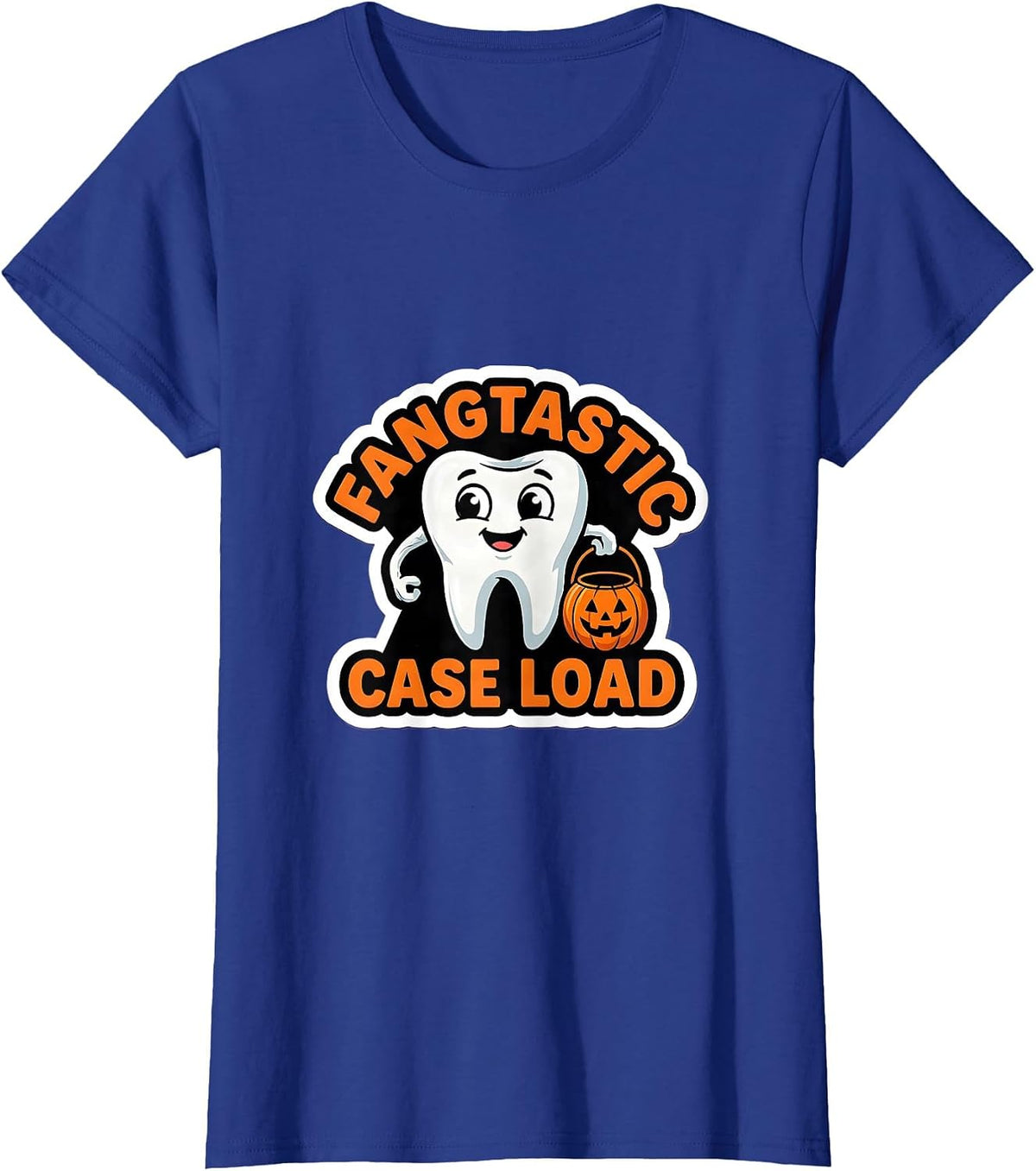 Women's Fangtastic Case Load Funny Dental Hygienist Halloween Humor T-Shirt - Royal Blue