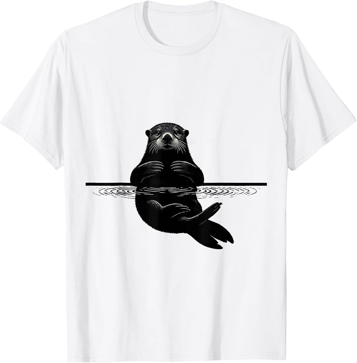Men's Sea Otter Silhouette Funny Otter Lover Humor T-Shirt - White