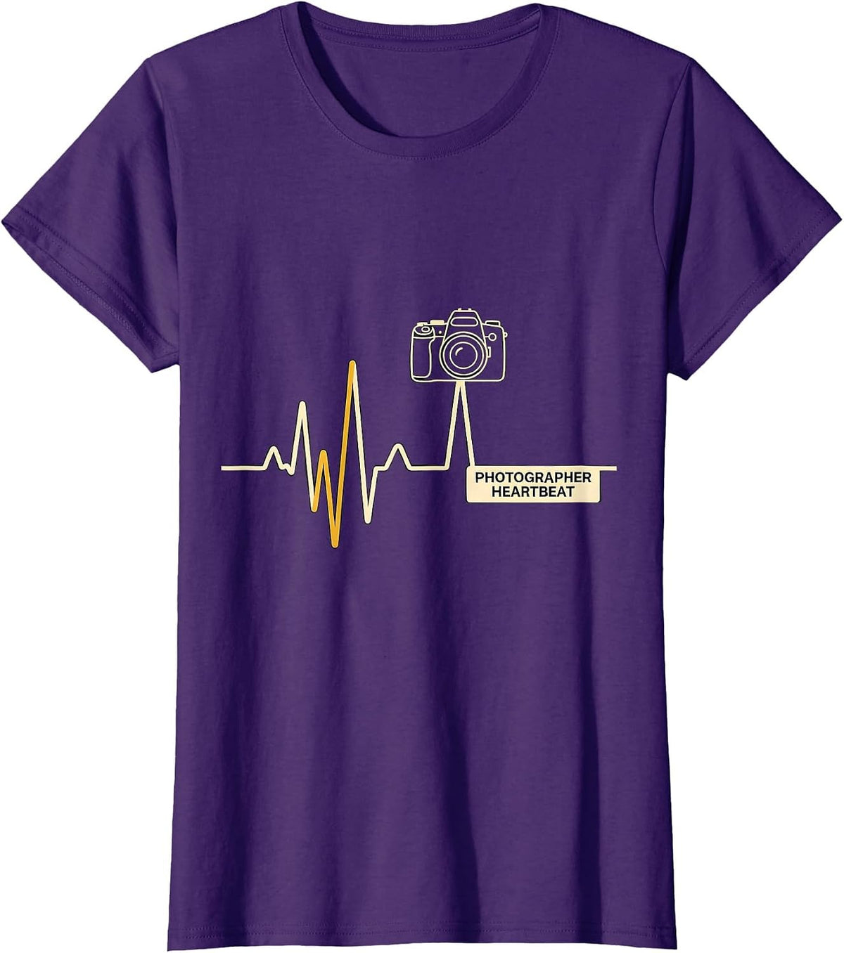 Women's Photographer Heartbeat EKG Pulse Humor Paramedic Gift T-Shirt - Purple