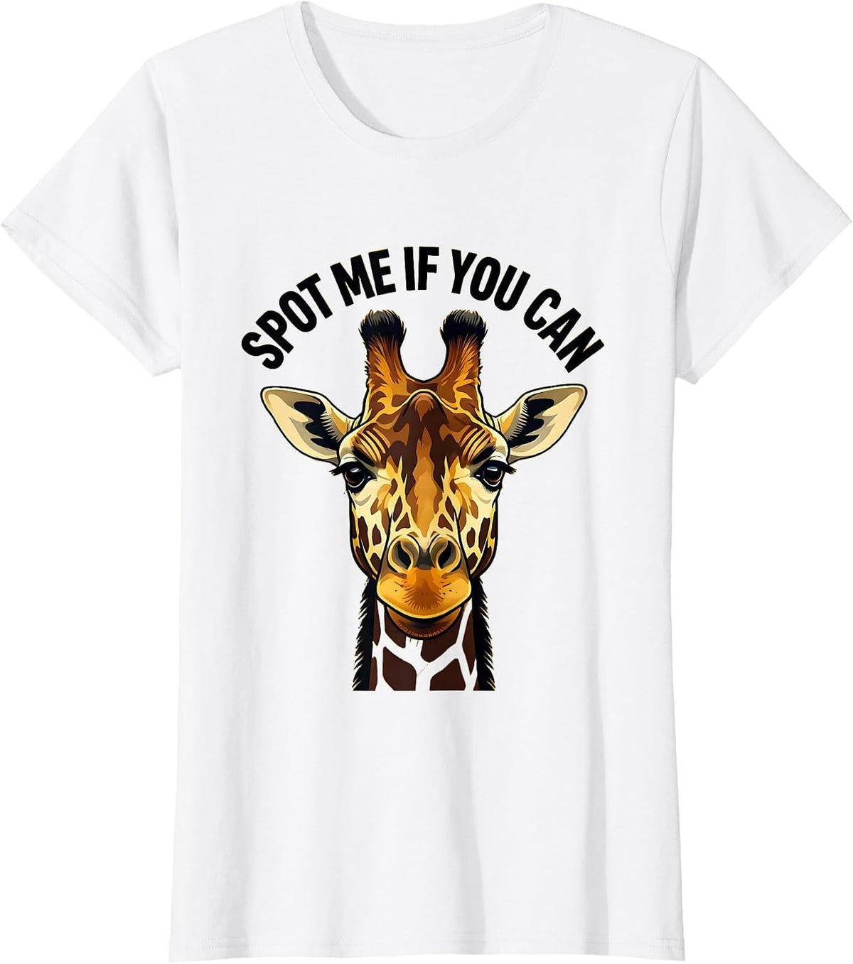 Spot Me If You Can Giraffe Design T-Shirt - White