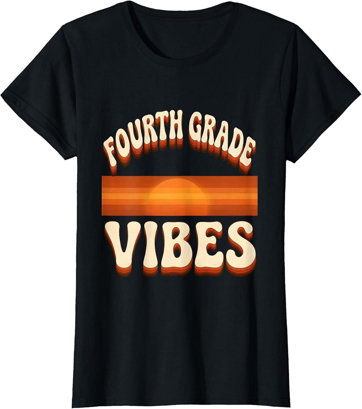 Fourth Grade Vibes Retro Teacher Back To School T-Shirt - Black