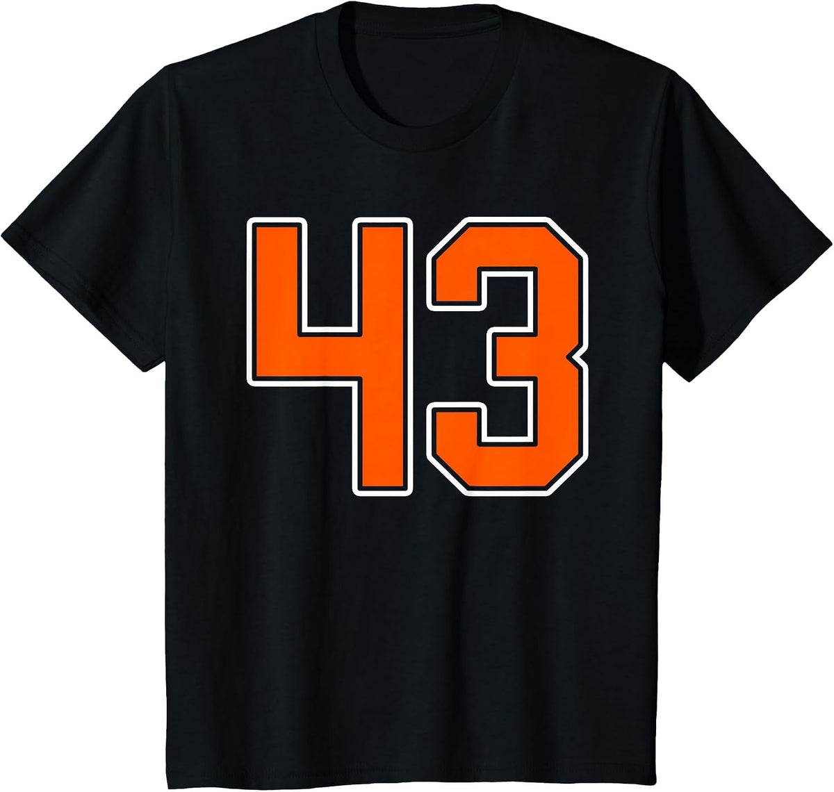 Orange White Number 43 Jersey Player Uniform #43 T-Shirt - Black