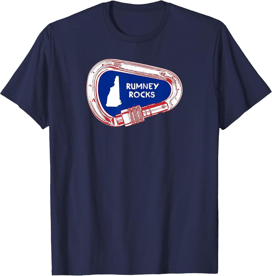 Rumney Rocks Climbing Carabiner T-Shirt - Navy Blue