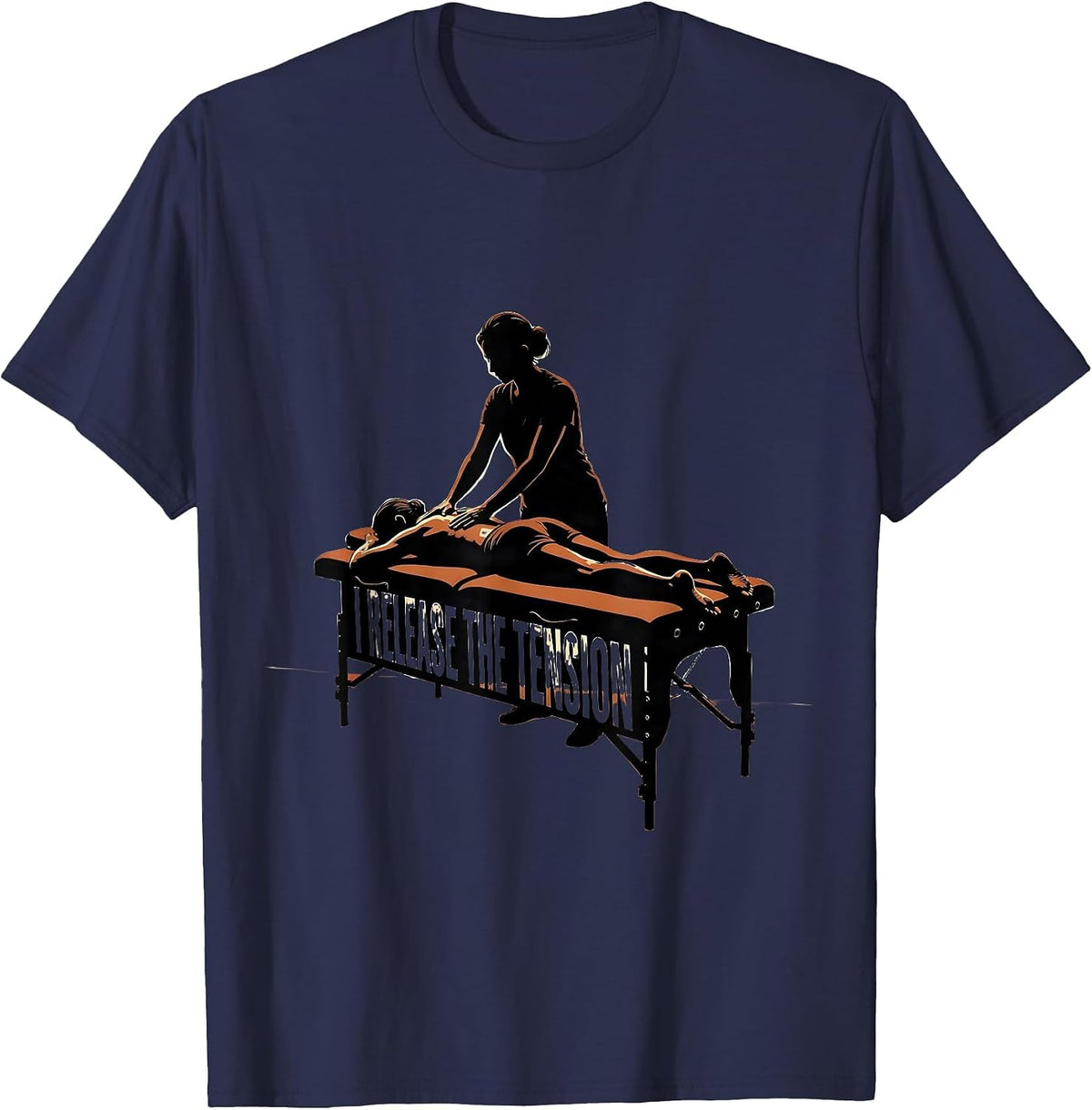 I Release the Tension Funny Physical Therapist Massage T-Shirt - Navy Blue