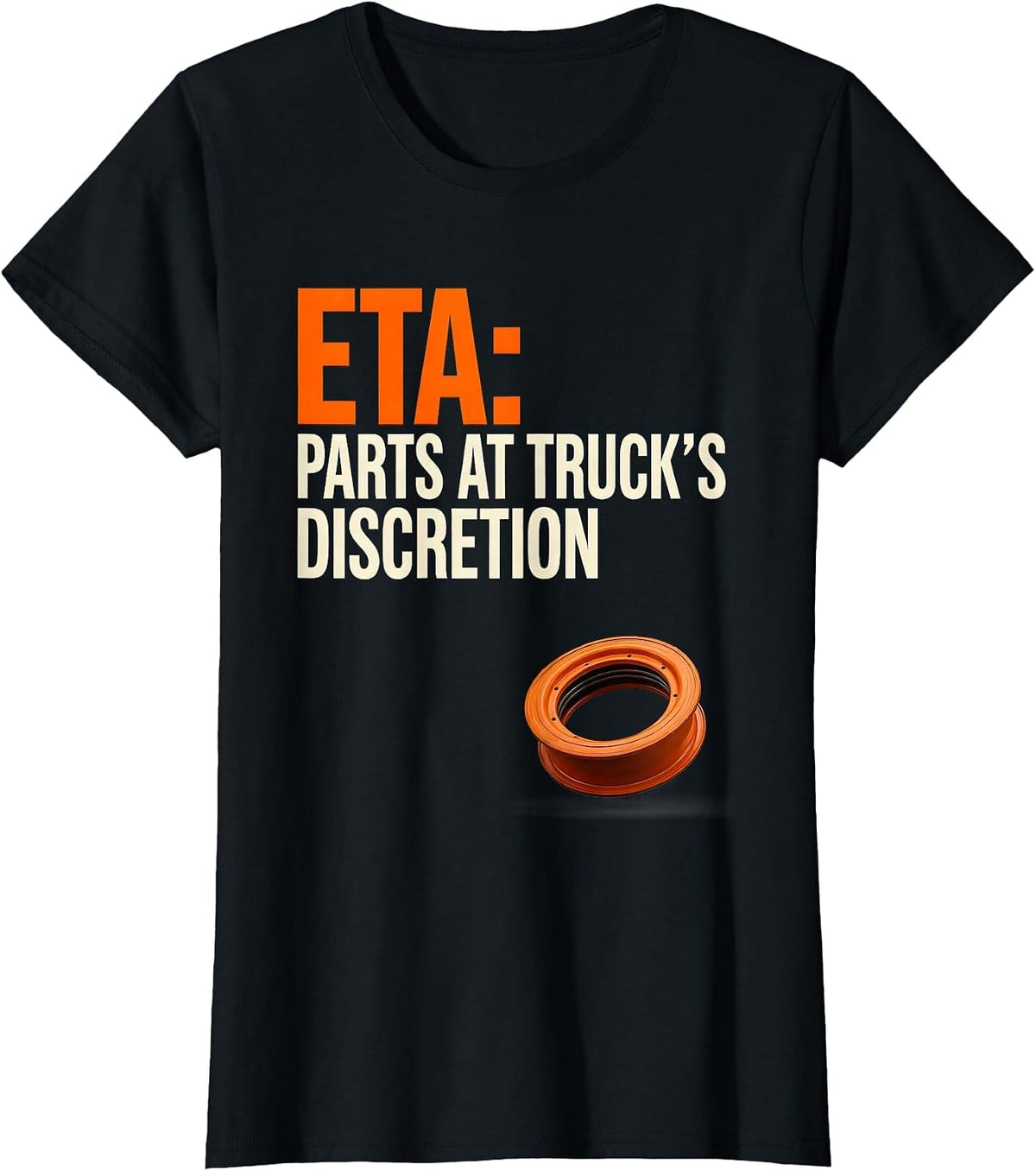 Women's ETA PARTS AT TRUCK'S DISCRETION Funny Mechanic Skeleton Auto T-Shirt - Black