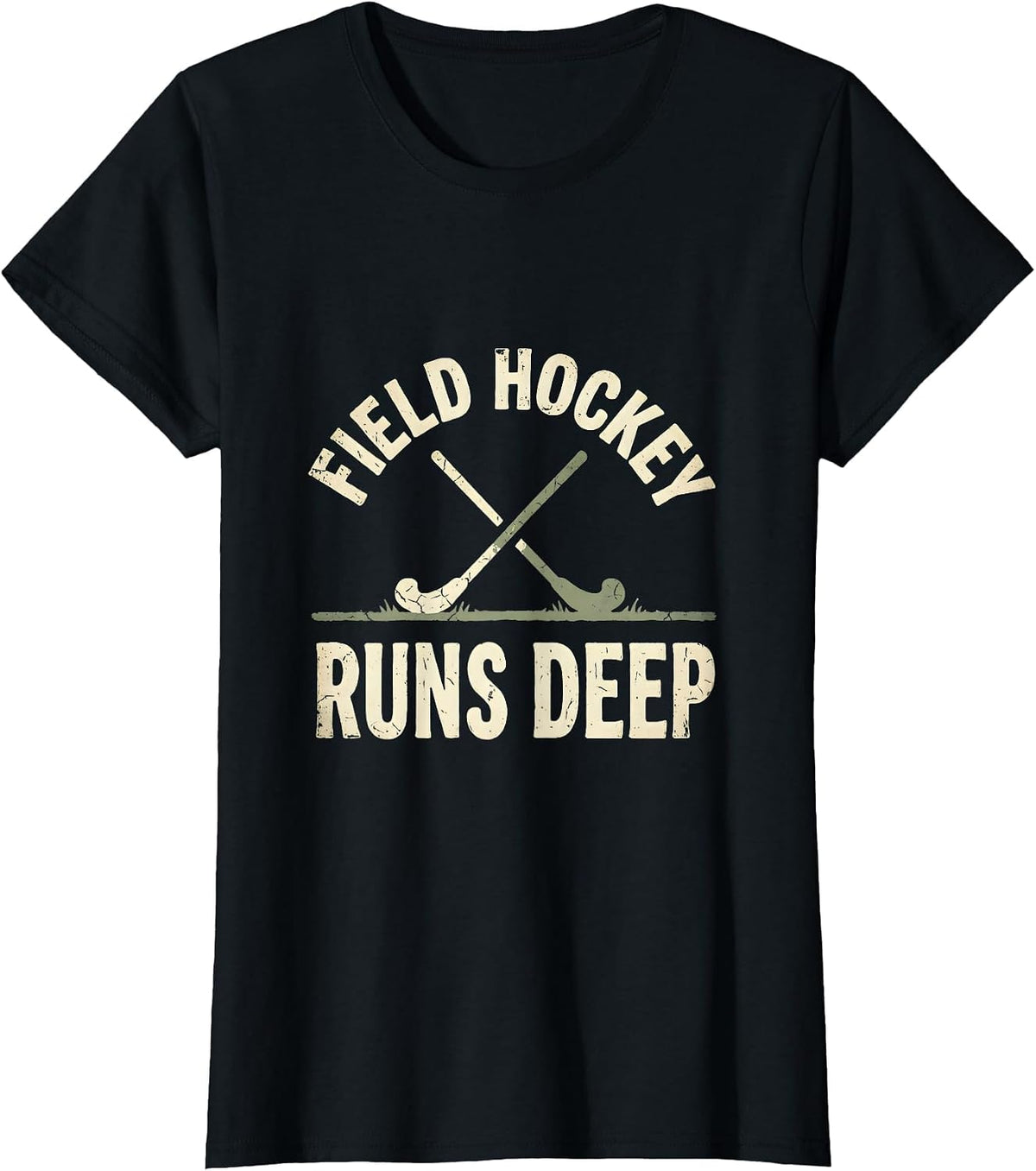 Field Hockey Runs Deep Passionate Player Design T-Shirt - Black