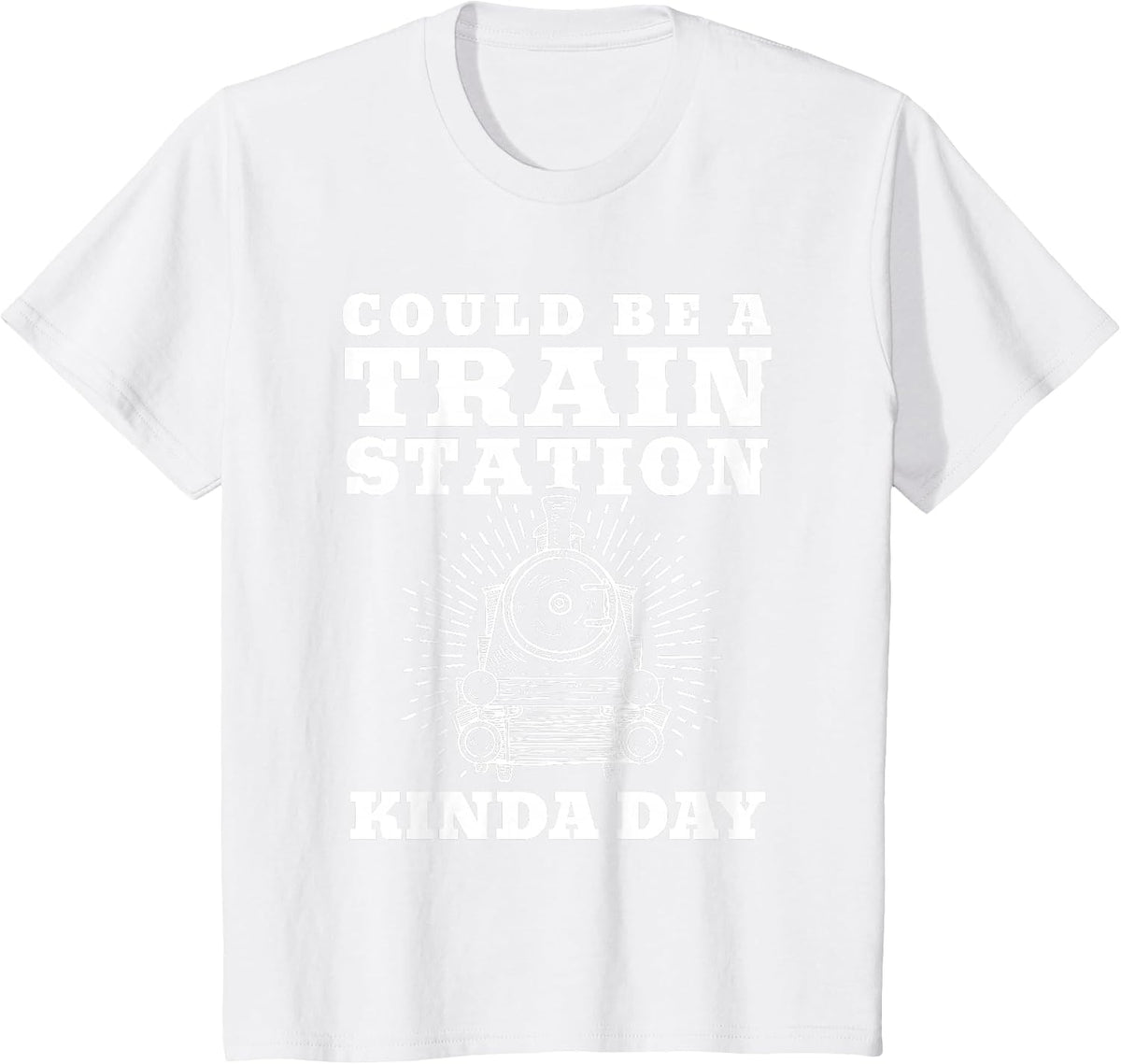 Train Station Kinda Day - Funny Retro Model Train & Railroad T-Shirt - White