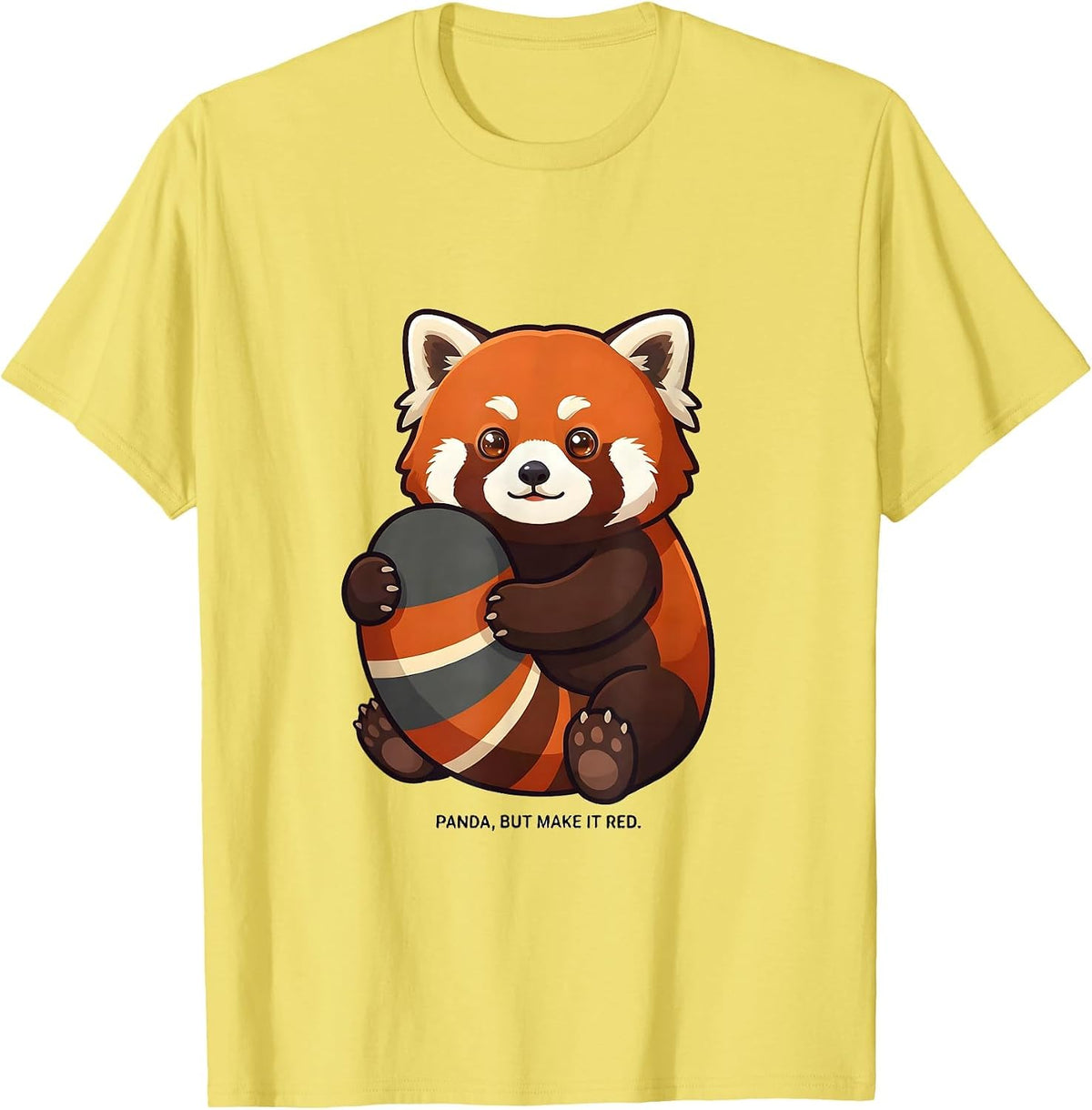 Men's Panda But Make It Red Cute Kawaii Animal Lover Gift T-Shirt - Lemon Yellow