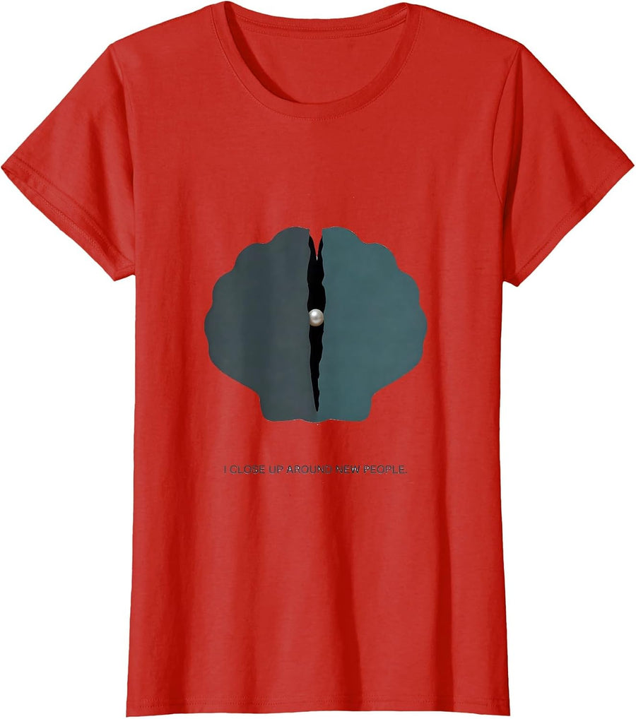 Women's I Close Up Around New People Funny Shark Lover Ocean Animal T-Shirt - Red