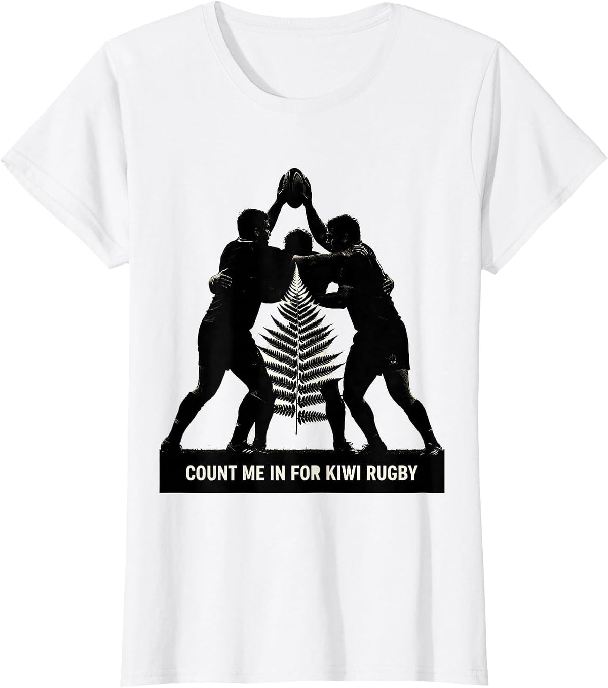 Count Me In For Kiwi Rugby Silhouette Rugby Fan New Zealand T-Shirt - White