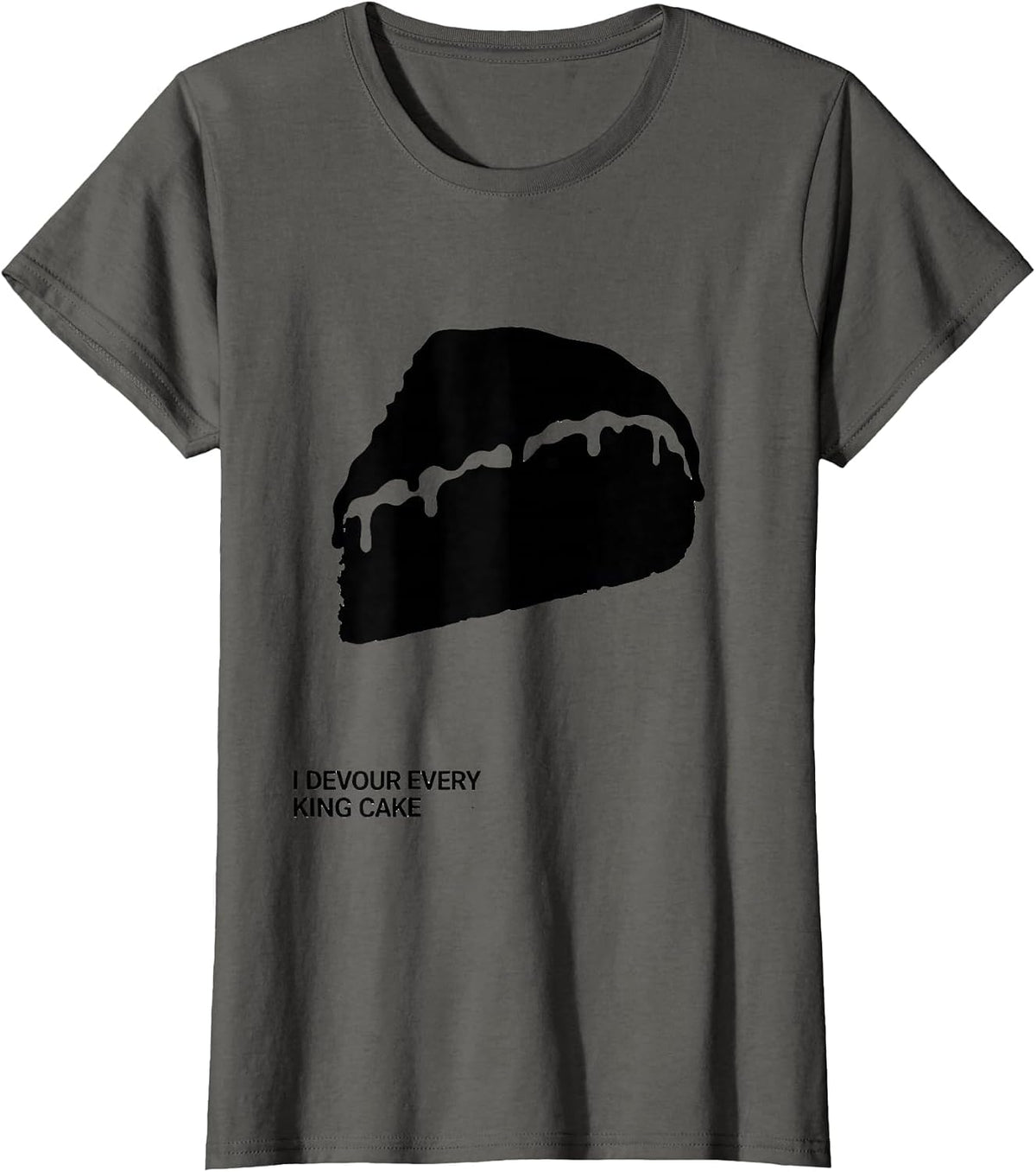 Women's I Devour Every King Cake Mardi Gras Carnival Party Humor T-Shirt - Asphalt Grey