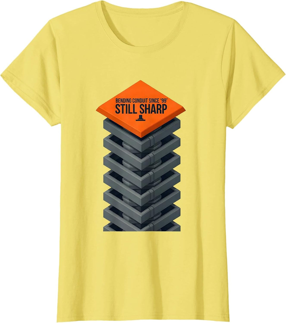 Women's Bending Conduit Since '99, Still Sharp Funny Electrician T-Shirt - Lemon Yellow