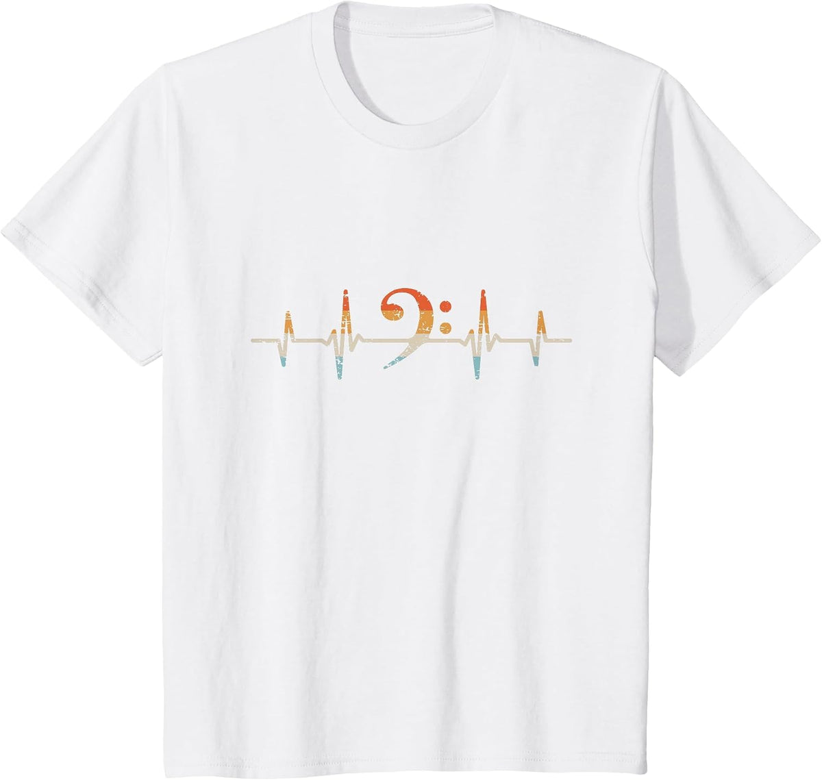 Retro Bass Clef Heartbeat Bassist T-Shirt - White