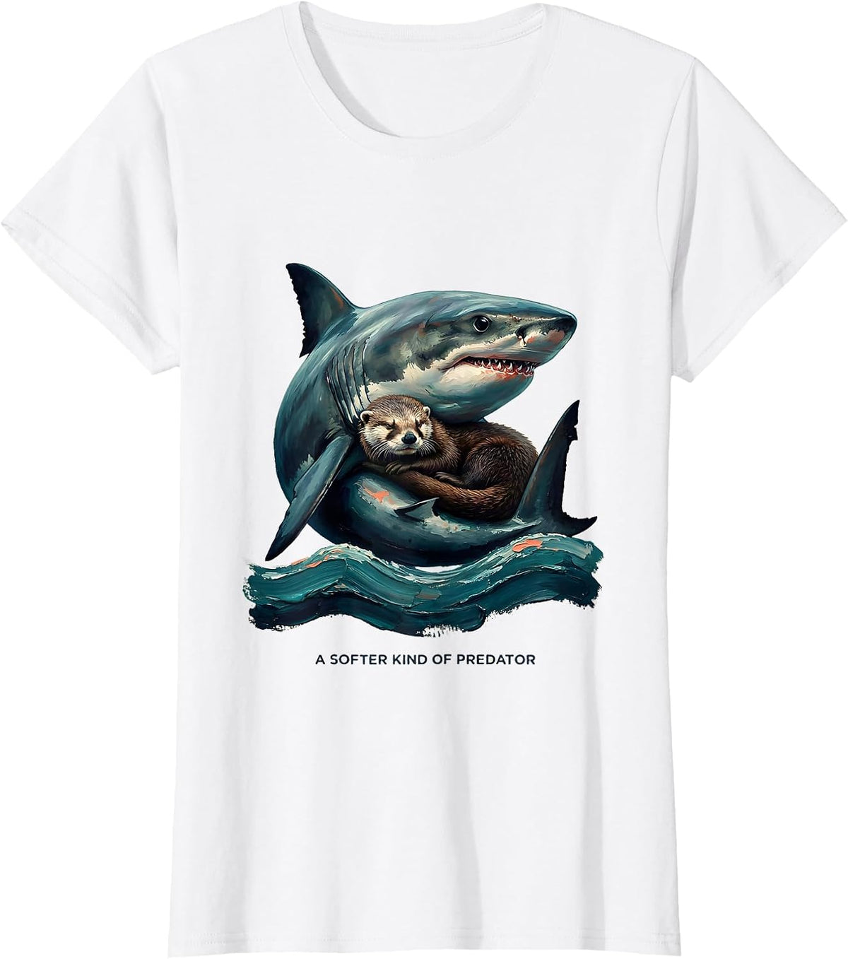 Women's A Softer Kind Of Predator Funny Shark Lover Ocean Humor T-Shirt - White