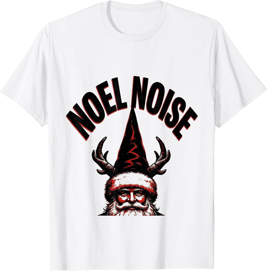Men's Noel Noise Funny Heavy Metal Rock Christmas Santa Claus T-Shirt - White