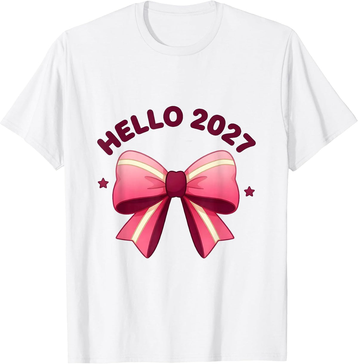 Men's Hello 2027 Cute Kawaii Bow Coquette New Year's Eve 2027 T-Shirt - White