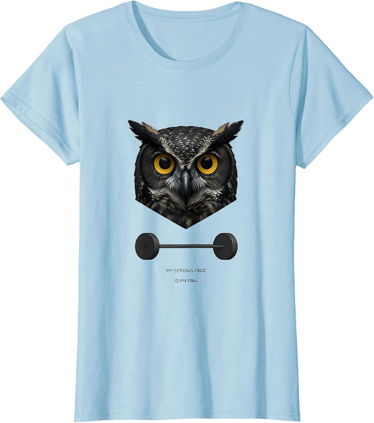 My Serious Face Is An Owl Funny Gym Weightlifting Workout T-Shirt - Baby Blue