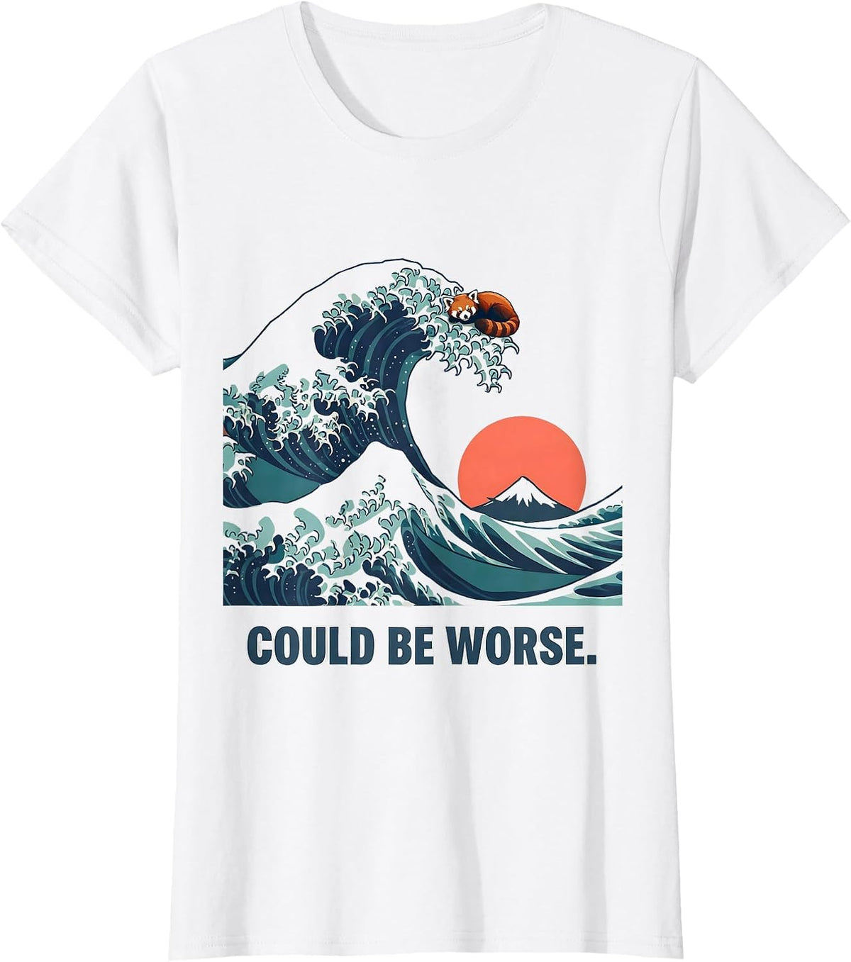 Could Be Worse Flat Vector Japanese Art Animal Parody Panda T-Shirt - White