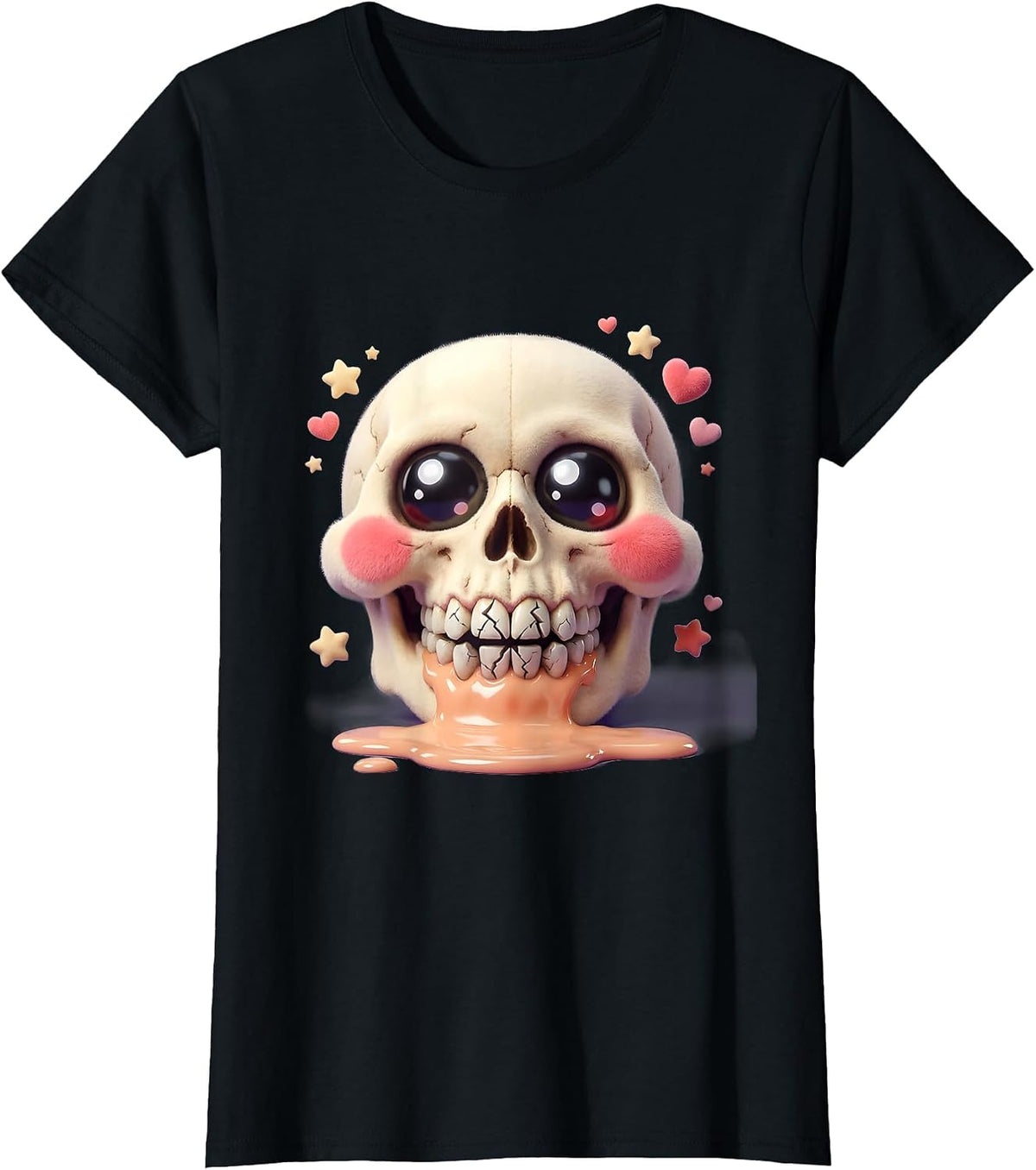 I Have Rabies Drooling Skull Graphic T-Shirt - Black