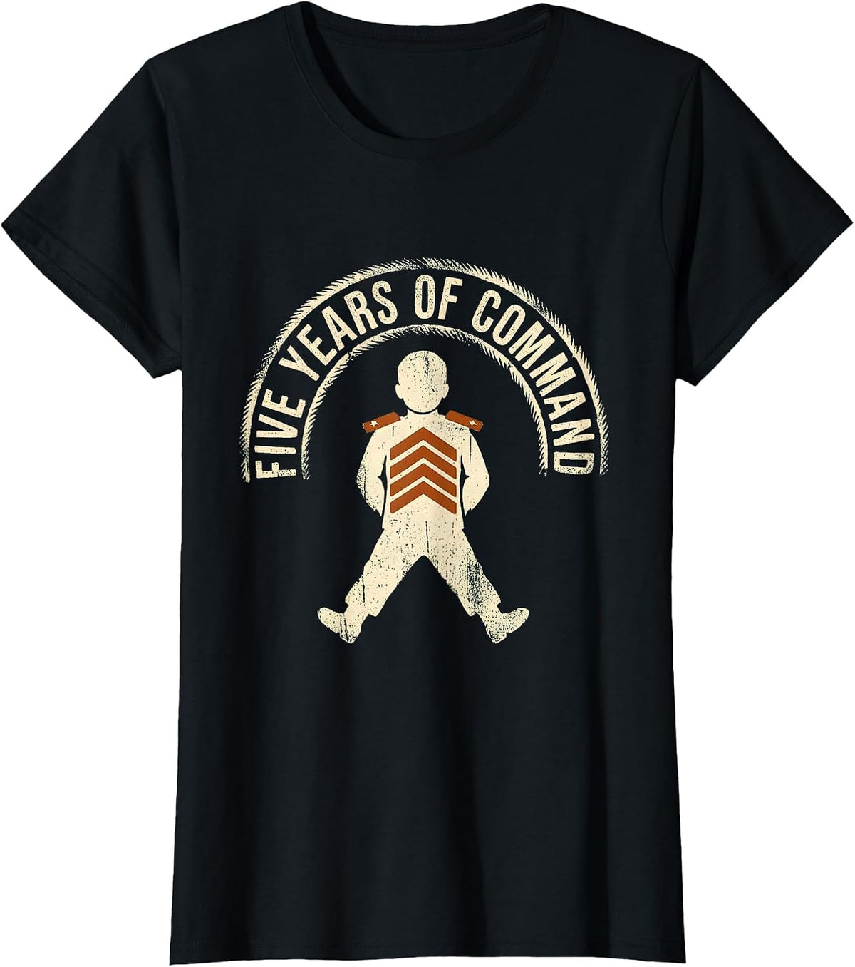 Five Years Of Command Rubber Stamp 5th Birthday Kids Humor T-Shirt - Black
