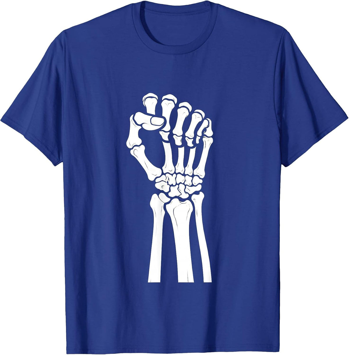Men's Skeleton Fist Raised Radiology Victory Design T-Shirt - Royal Blue