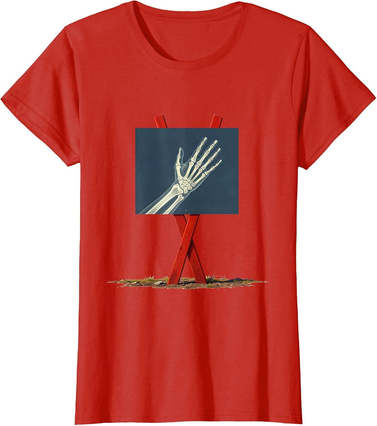 Radiographic Hand Silhouette Radiology Tech Humor T-Shirt - Red