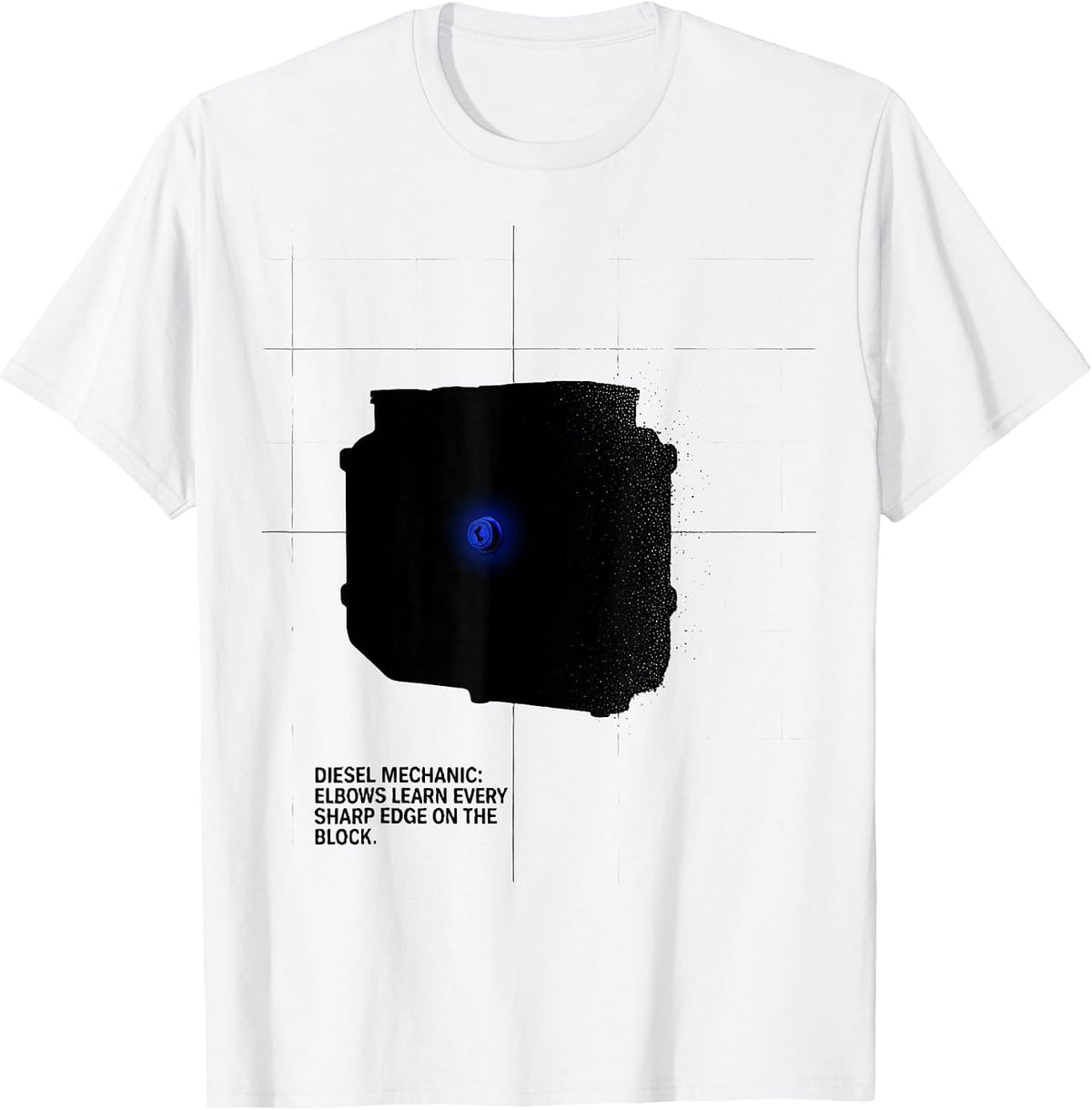 Men's Diesel Mechanic: Elbows Learn Every Sharp Edge On The Block T-Shirt - White