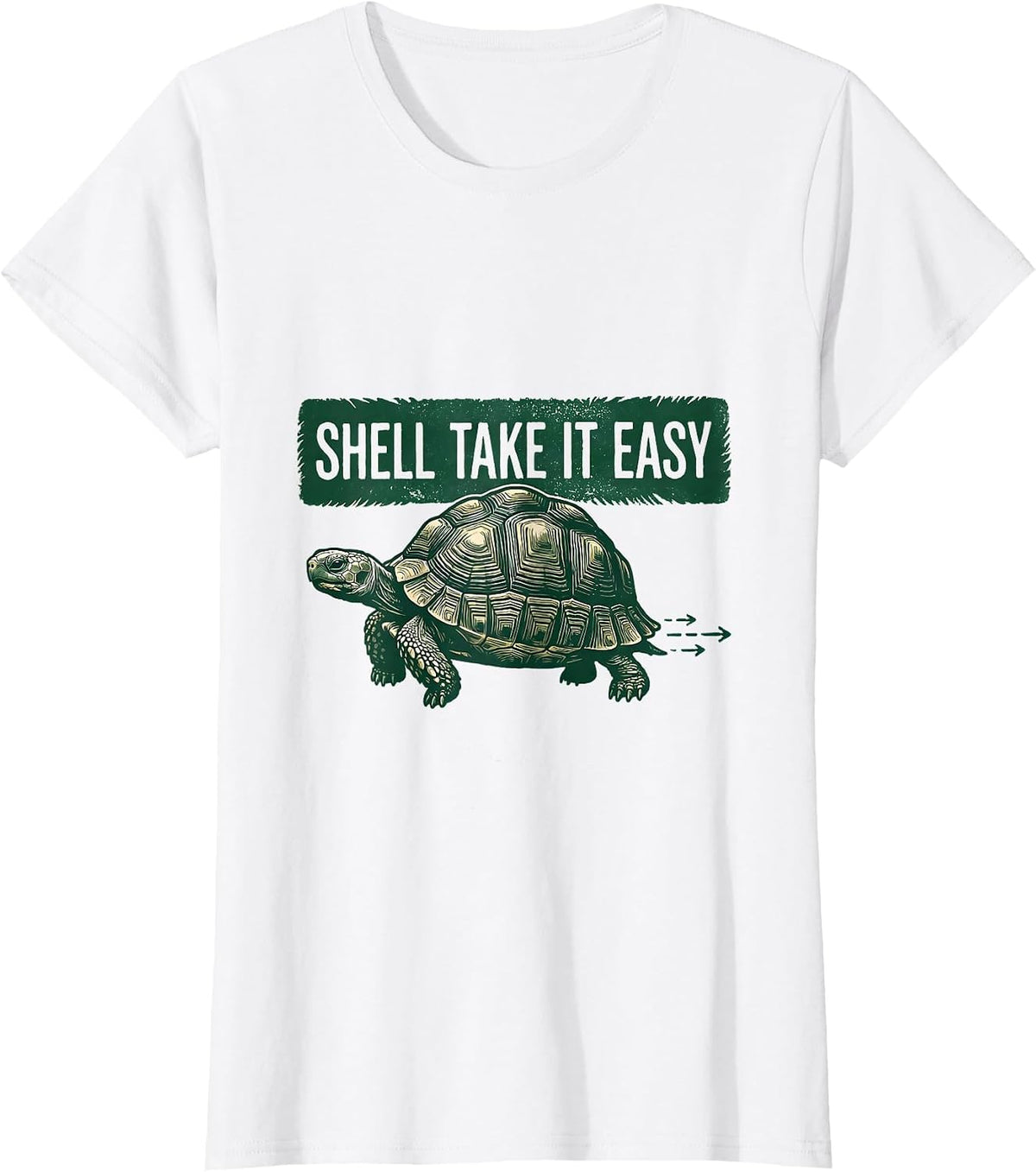 Shell Take It Easy Rubber Stamp Turtle Lover Humor T-Shirt - White