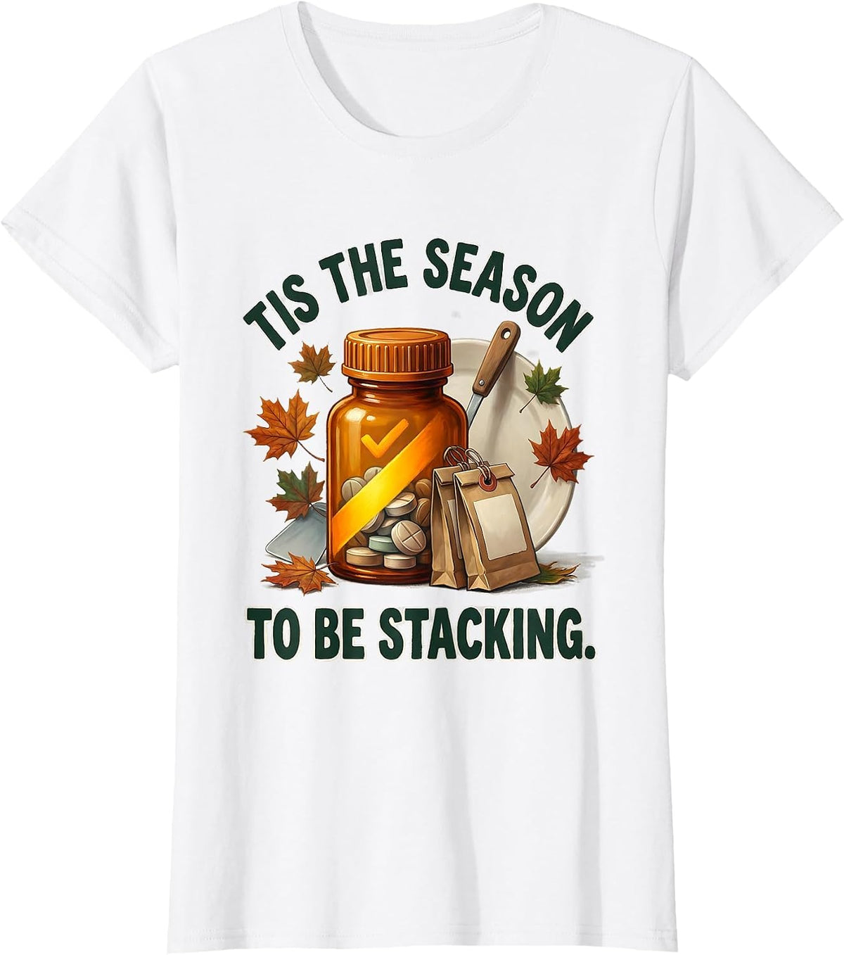 Tis The Season To Be Stacking Funny Pharmacy Technician T-Shirt - White