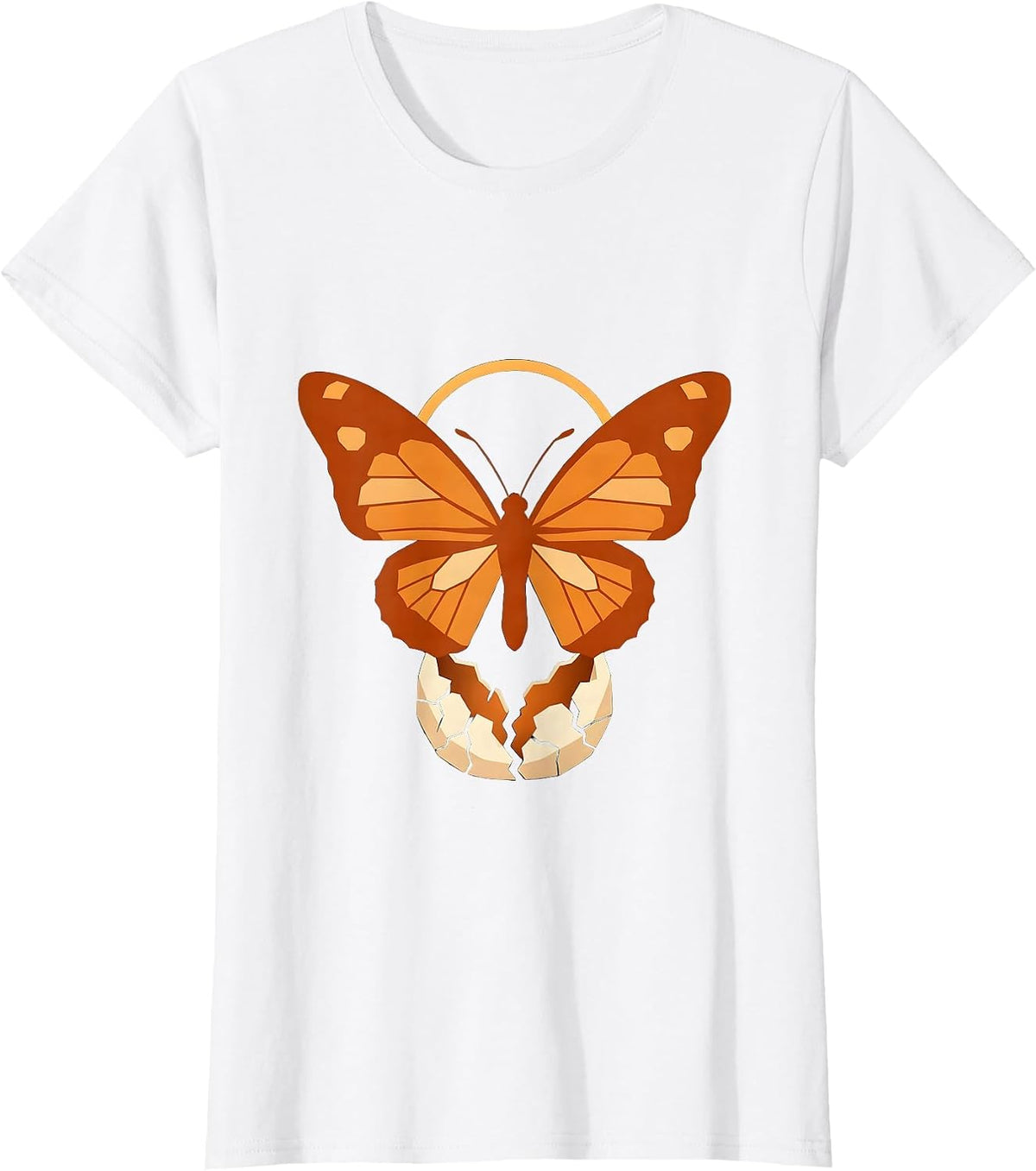 Women's Butterfly Emerging From Cracked Cocoon Design T-Shirt - White
