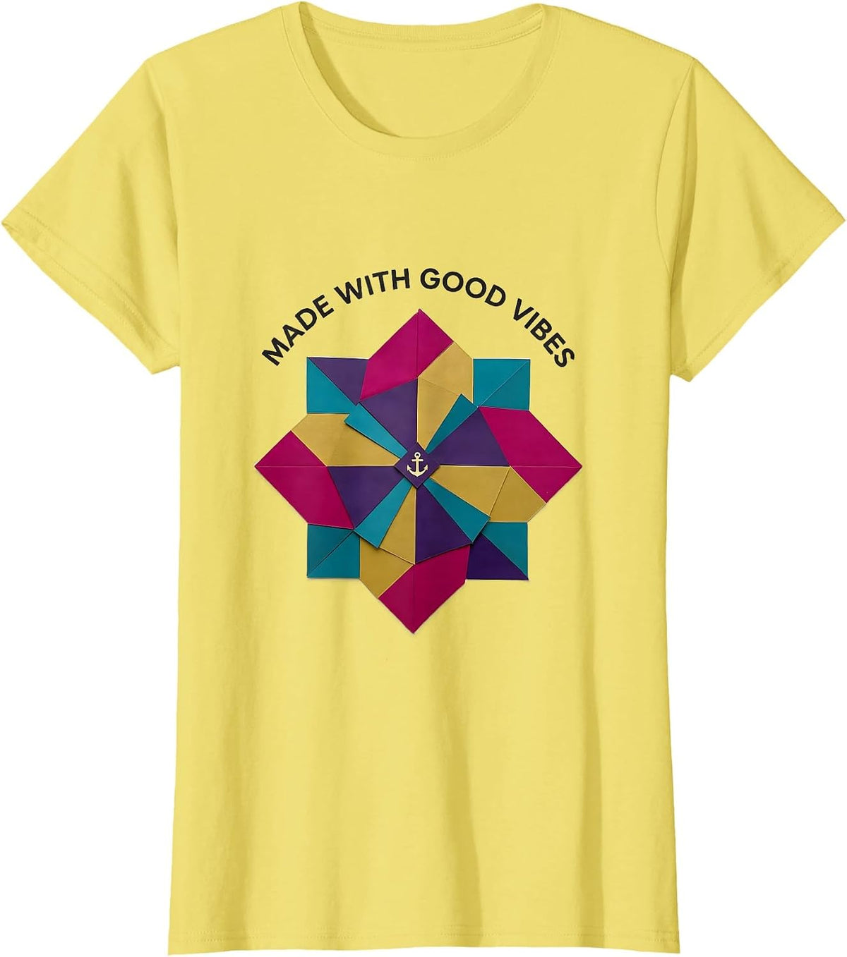 Made With Good Vibes Tie Dye Graphic Design T-Shirt - Lemon Yellow