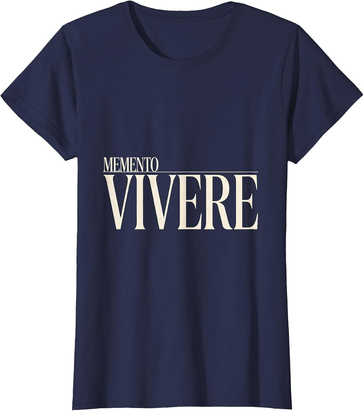 Women's Memento Vivere Stoic Philosophy Quote Memento Mori Reader T-Shirt - Navy Blue