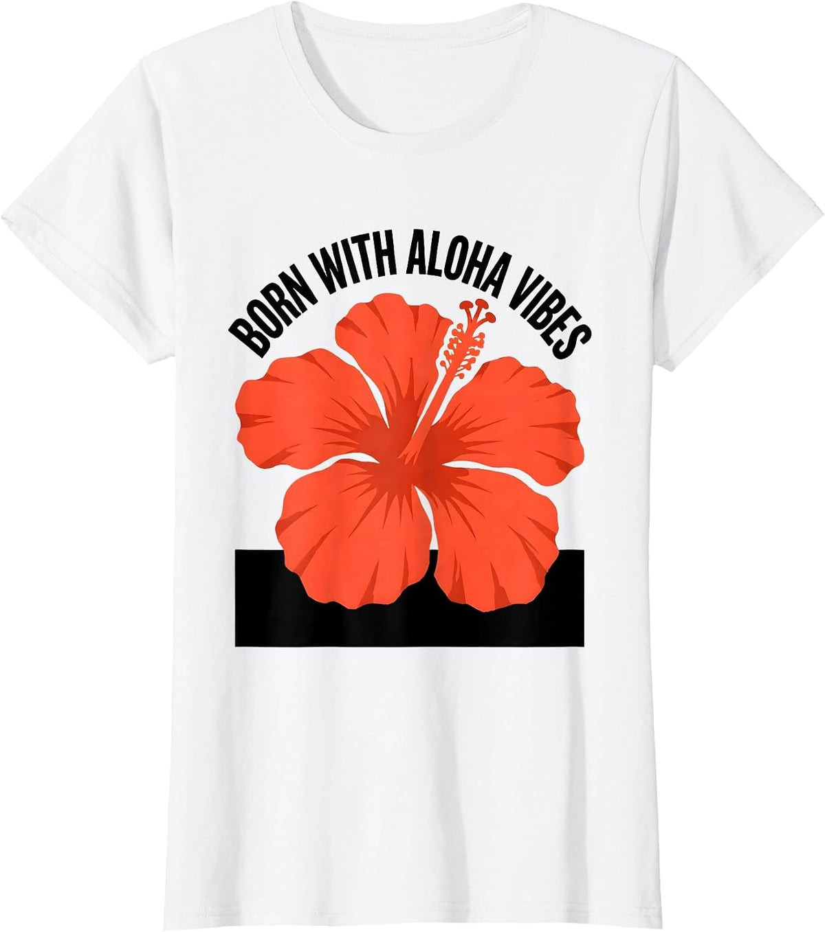 Women's Born With Aloha Vibes Hawaiian Spirit Design T-Shirt - White