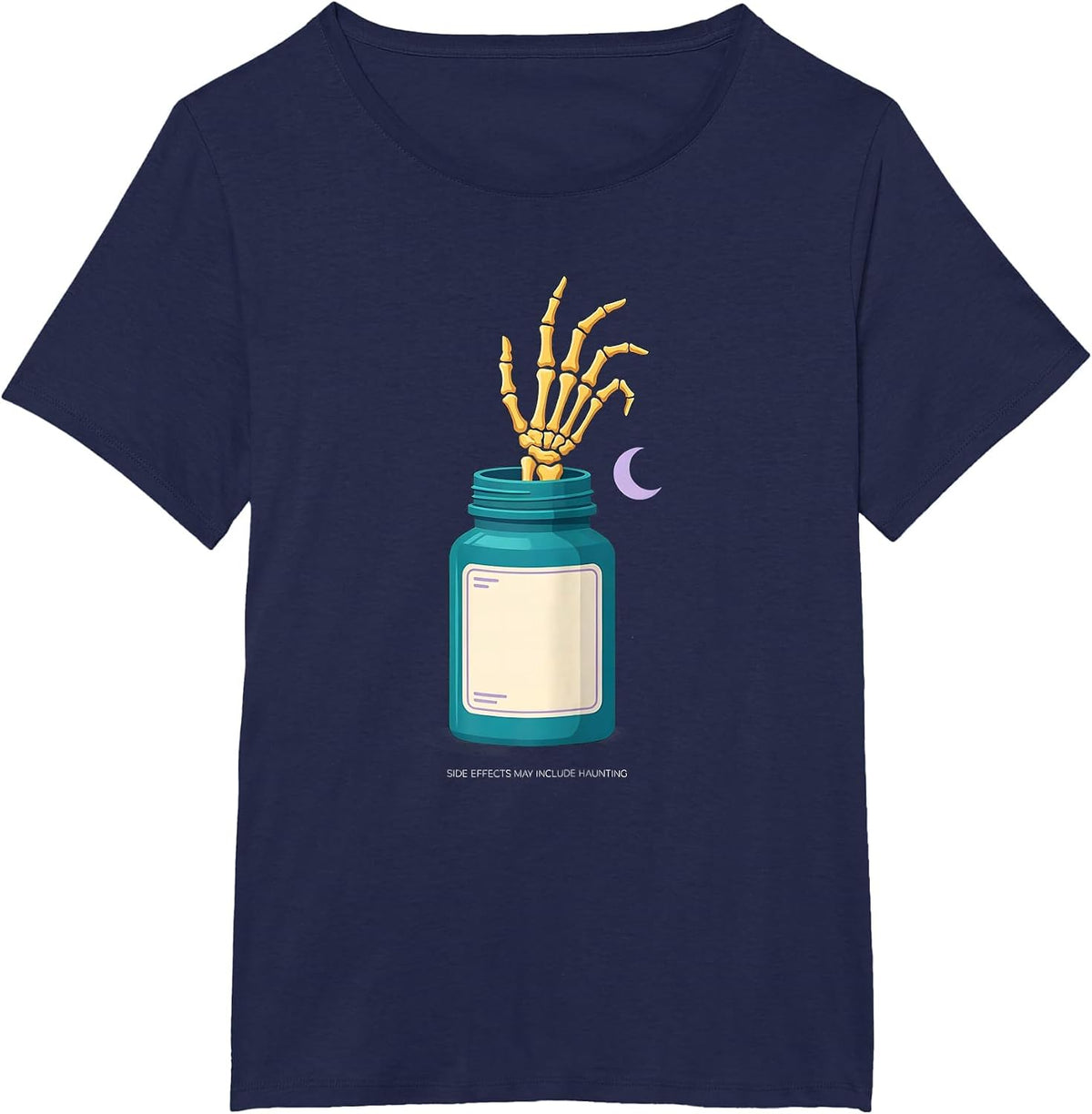 Women's Side Effects May Include Haunting Funny Pharmacy Tech T-Shirt - Navy Blue