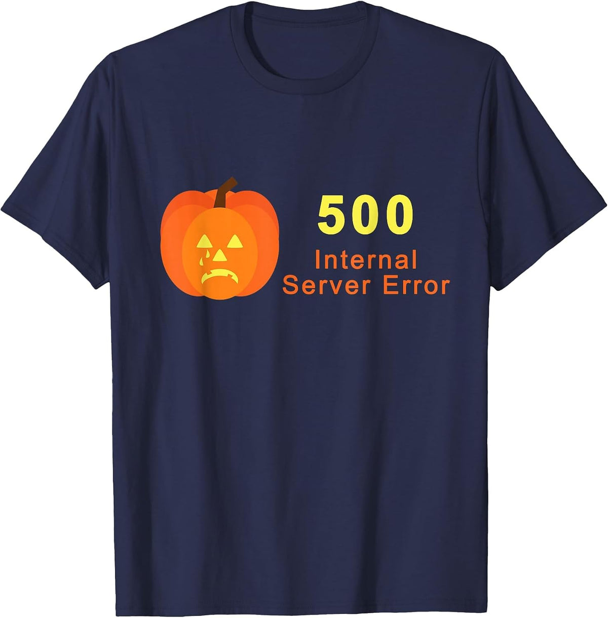 Crying Halloween Jack o' Lantern 500 Internal Server Error T-Shirt - Navy Blue