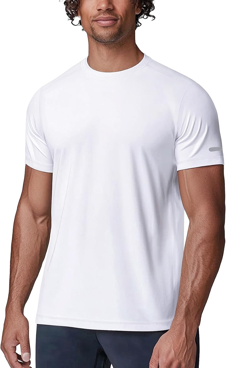 Zengjo Athletic Shirts for Men Short Sleeve Quick Dry Moisture Wicking Tee - White
