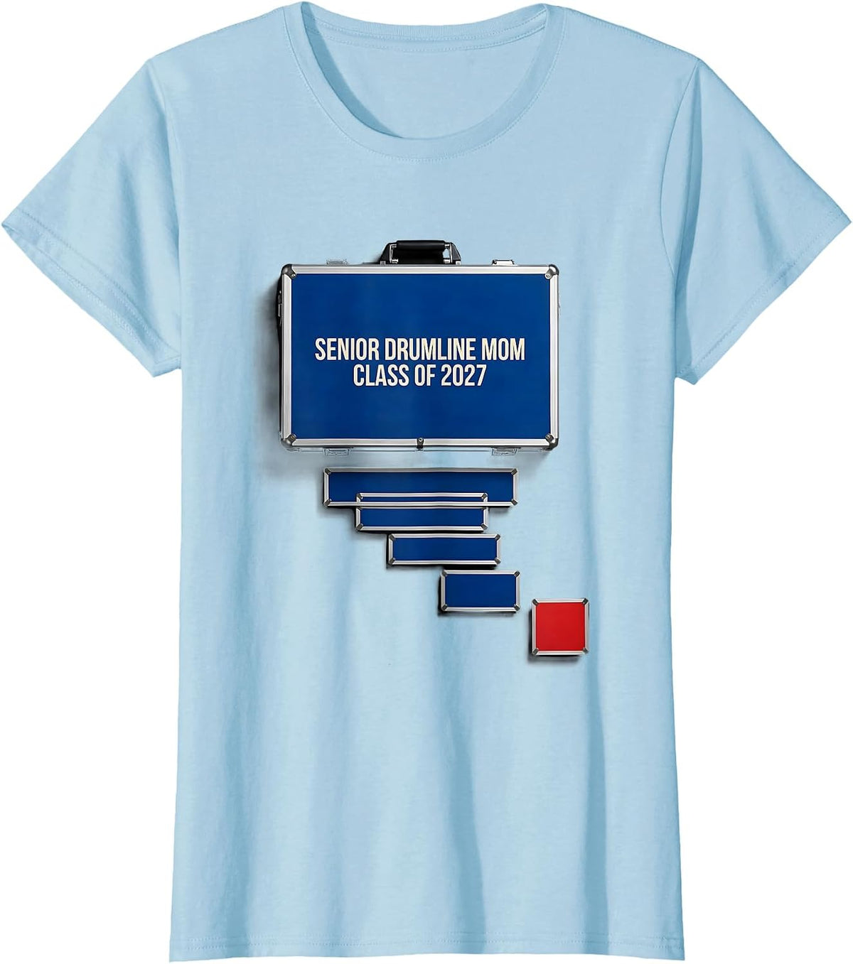 Senior Drumline Mom Class Of 2027 Geometric Marching Band T-Shirt - Baby Blue
